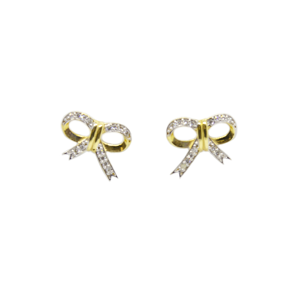 Brinco La�o com Zirc�nia em Ouro 18 Kilates � 25333